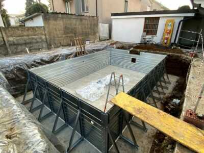 realizzazione piscina con struttura metallica